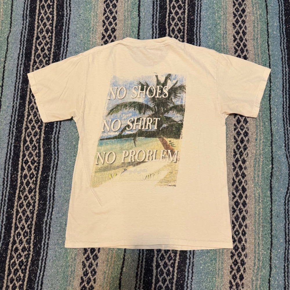 Margaritaville Myrtle Beach T Shirt Small Cream No Shoes No Shirt No Problem